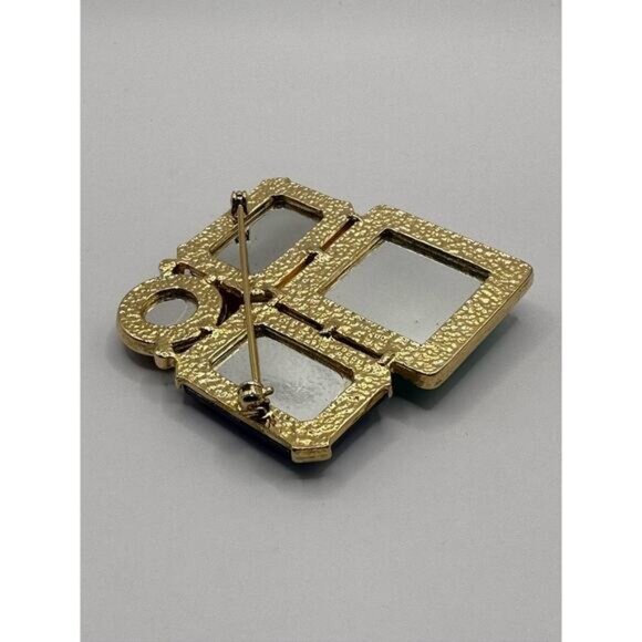 Vintage Gold Tone Rhinestone Brooch Pin W/ Red Green Blue & Purple Gemstones - Picture 3 of 5